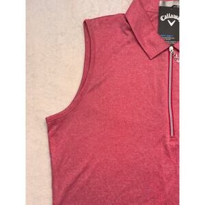 Callaway Women’s Small 1/4 Zip Opti-Dry Pink Peacock Sleeveless Golf Polo NWTs